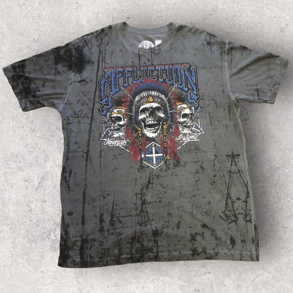 NEW Affliction American Customs Skull T-shirt